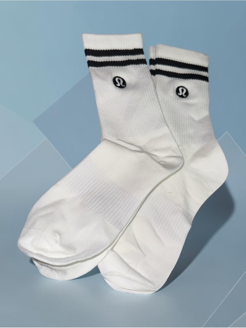 NEW lululemon athletica Unisex Daily Essential Crew Socks Stripe 2pair SZ M